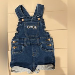 BCBGirls Toddler Blue Jean Denim Embroidered Short Bib Overalls
